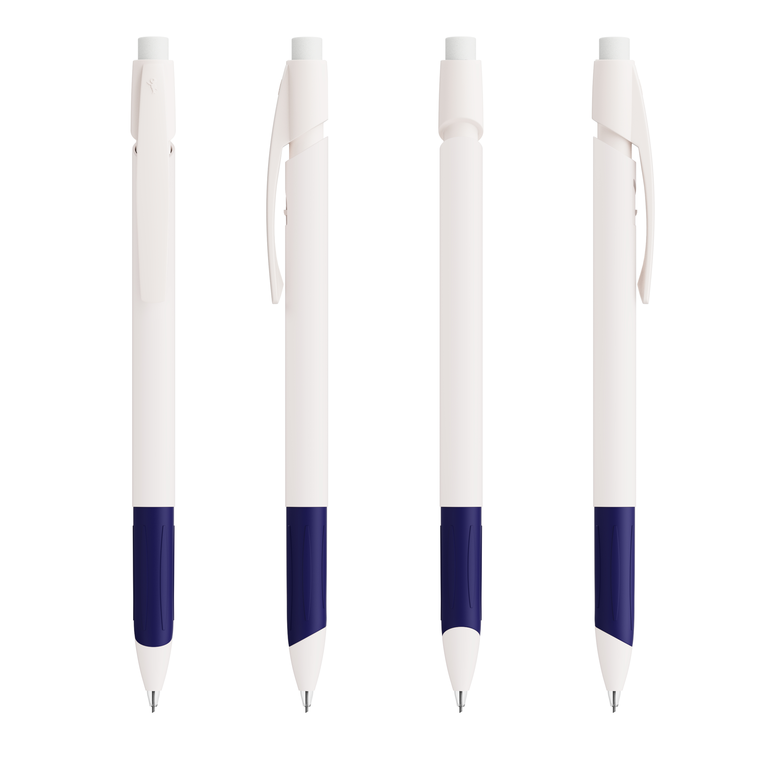 Porte-mine BIC® publicitaire Media Clic Grip Ecolutions® Blanc & Bleu Marine - Blanc